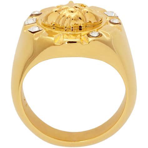 versace gold palazzo crystal medusa round ring|versace engagement rings.